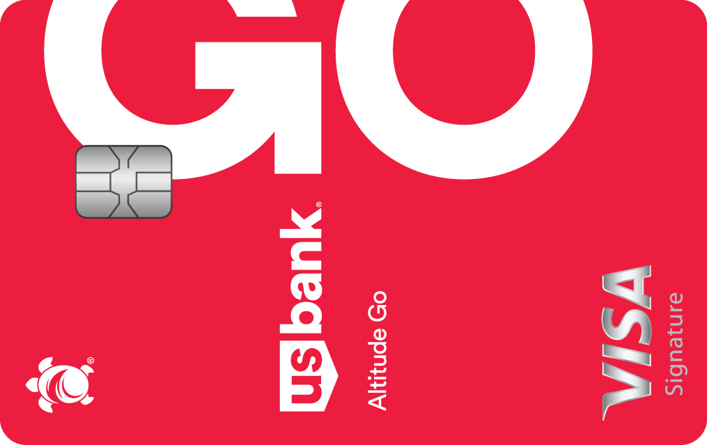 US Bank Altitude Go Visa Signature Credit Card with red design and contactless chip