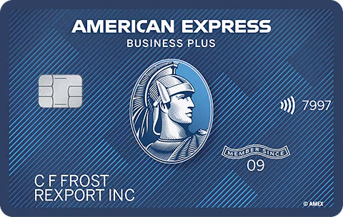 American Express Blue Business Plus Credit Card featuring the Statue of Liberty design with contactless chip
