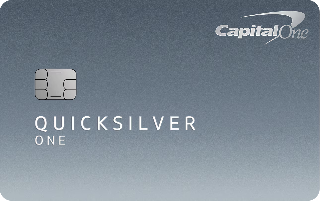 Capital One QuicksilverOne credit card offering simple cash back rewards