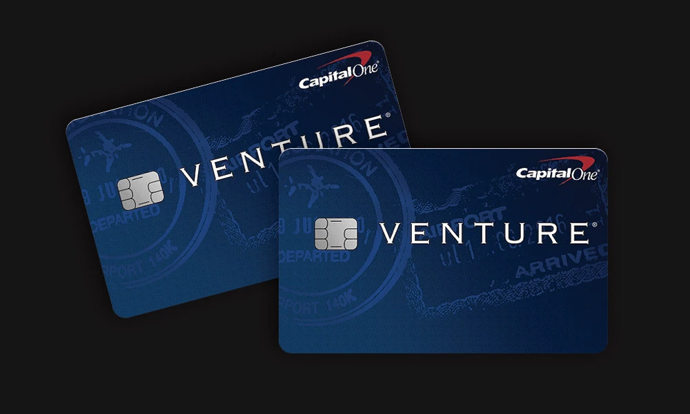 Capital One Venture Rewards Credit Card, two credit cards with a sleek design, travel benefits, and miles accumulation.