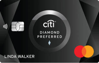 Citi Diamond Preferred Credit Card design featuring Mastercard logo and a sleek black background.